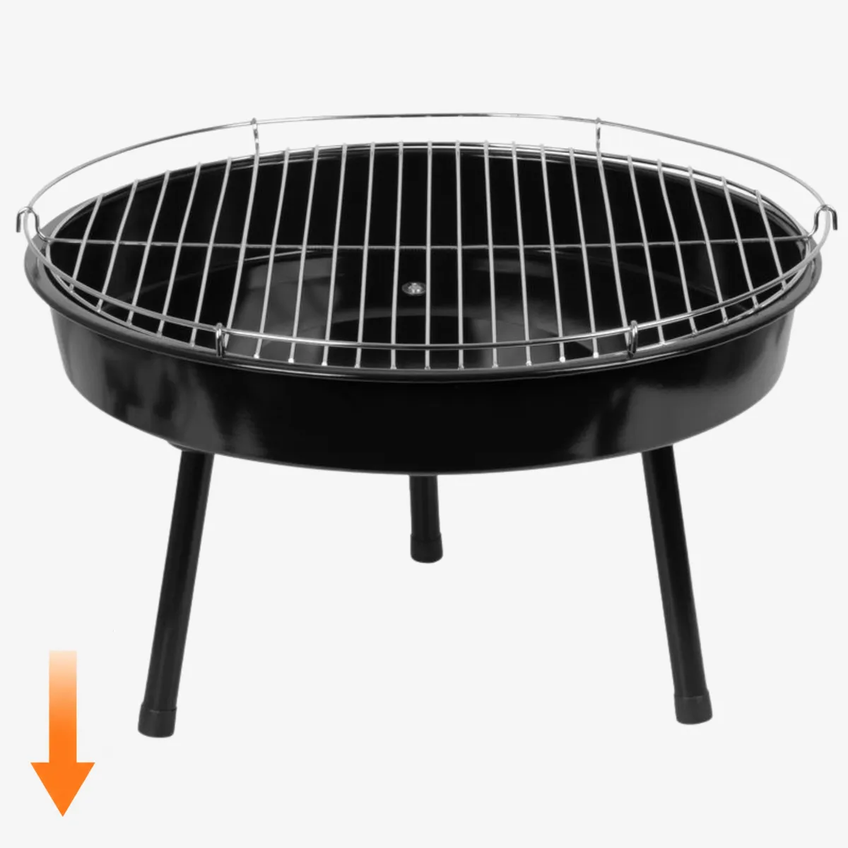 Grill ogrodowy węglowy zawieszany, regulowana wysokość 32-66/150 cm, ruszt stal chromowana, misa stal emaliowana, czarny, 50 cm, photo 6 of 8