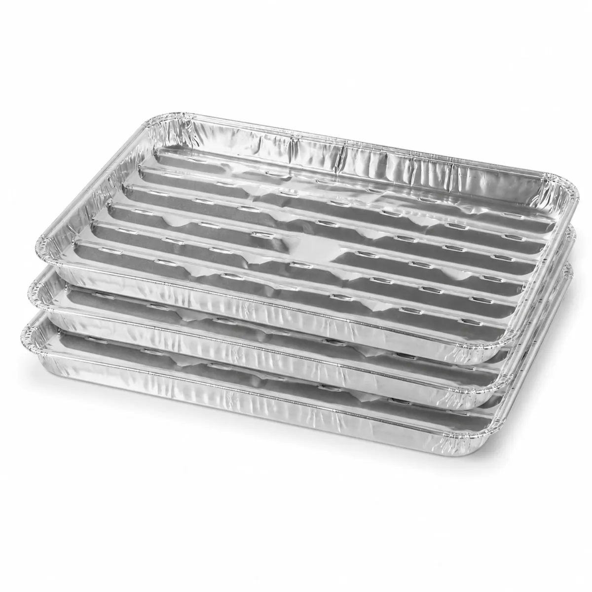 Tacki aluminiowe do grilla, prostokątne, perforowane, zestaw 3 szt., 34x23x2,5 cm, photo 4 of 7