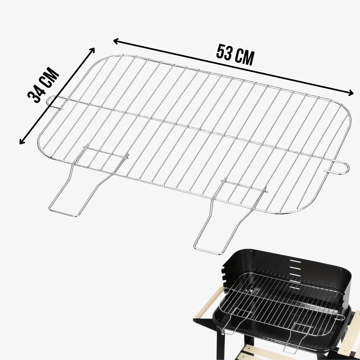 Grill węglowy ogrodowy czarny, emaliowana misa, chromowany ruszt, półki boczne i dolna, kółka, 83,5 x 45 x 87 cm, photo 6 of 8