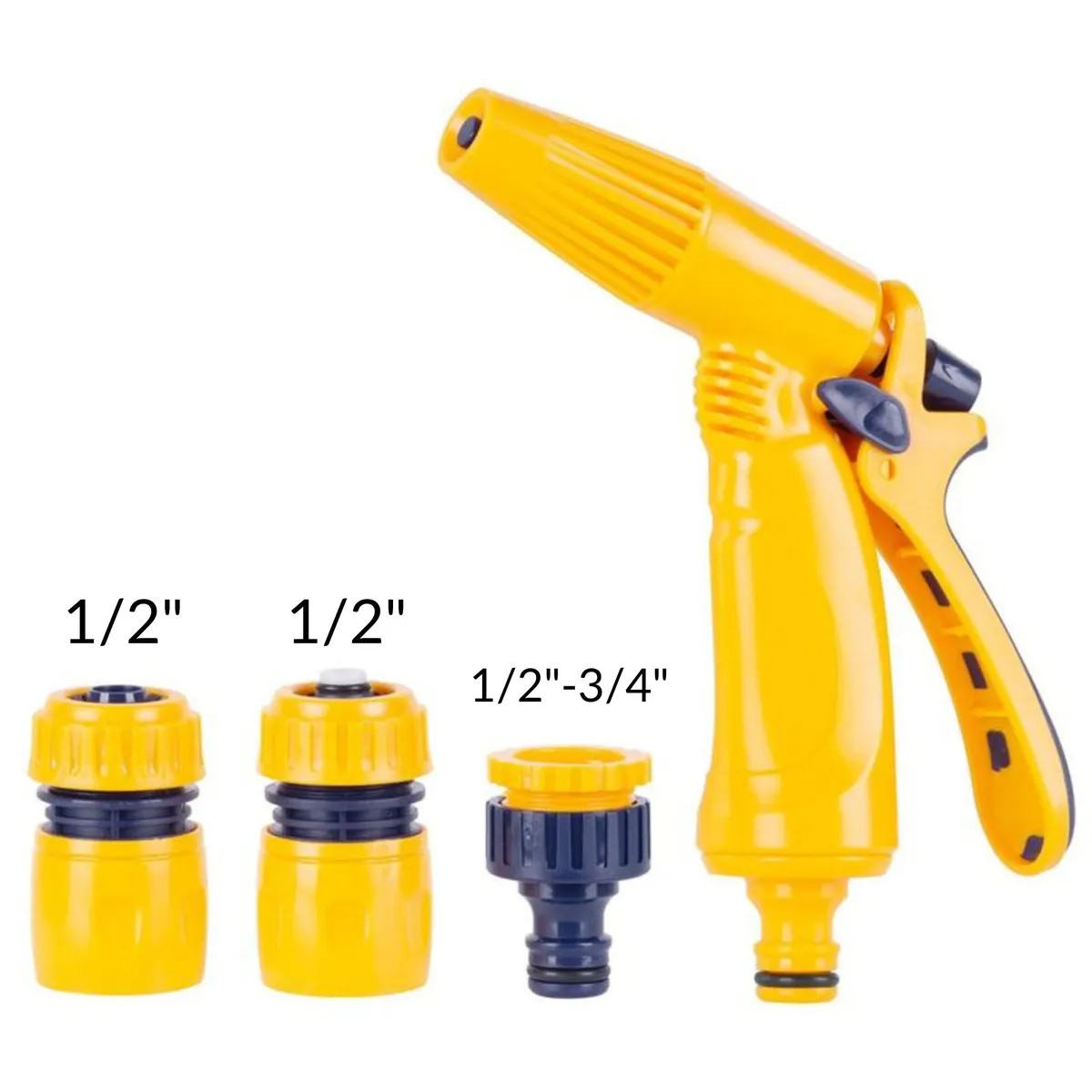 Zestaw nawodnieniowy 4-częściowy, pistolet zraszający, adapter 1/2-3/4, szybkozłączki 1/2", plastikowy, ogrodowy, photo 2 of 8