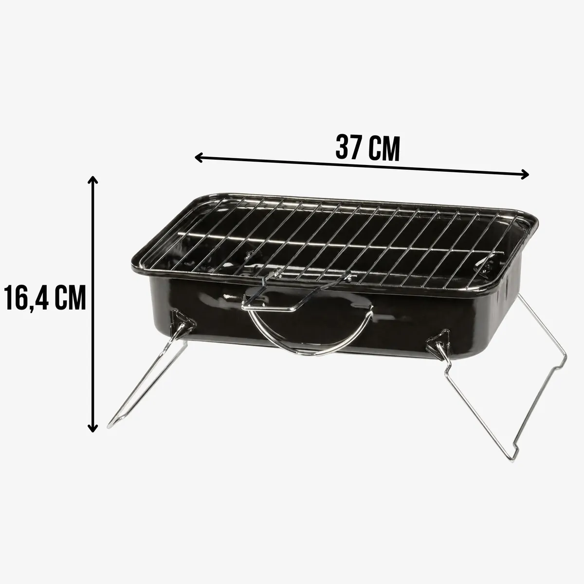 Grill węglowy przenośny, stalowy, do ogrodu i na taras, 37x27x17 cm, photo 4 of 8