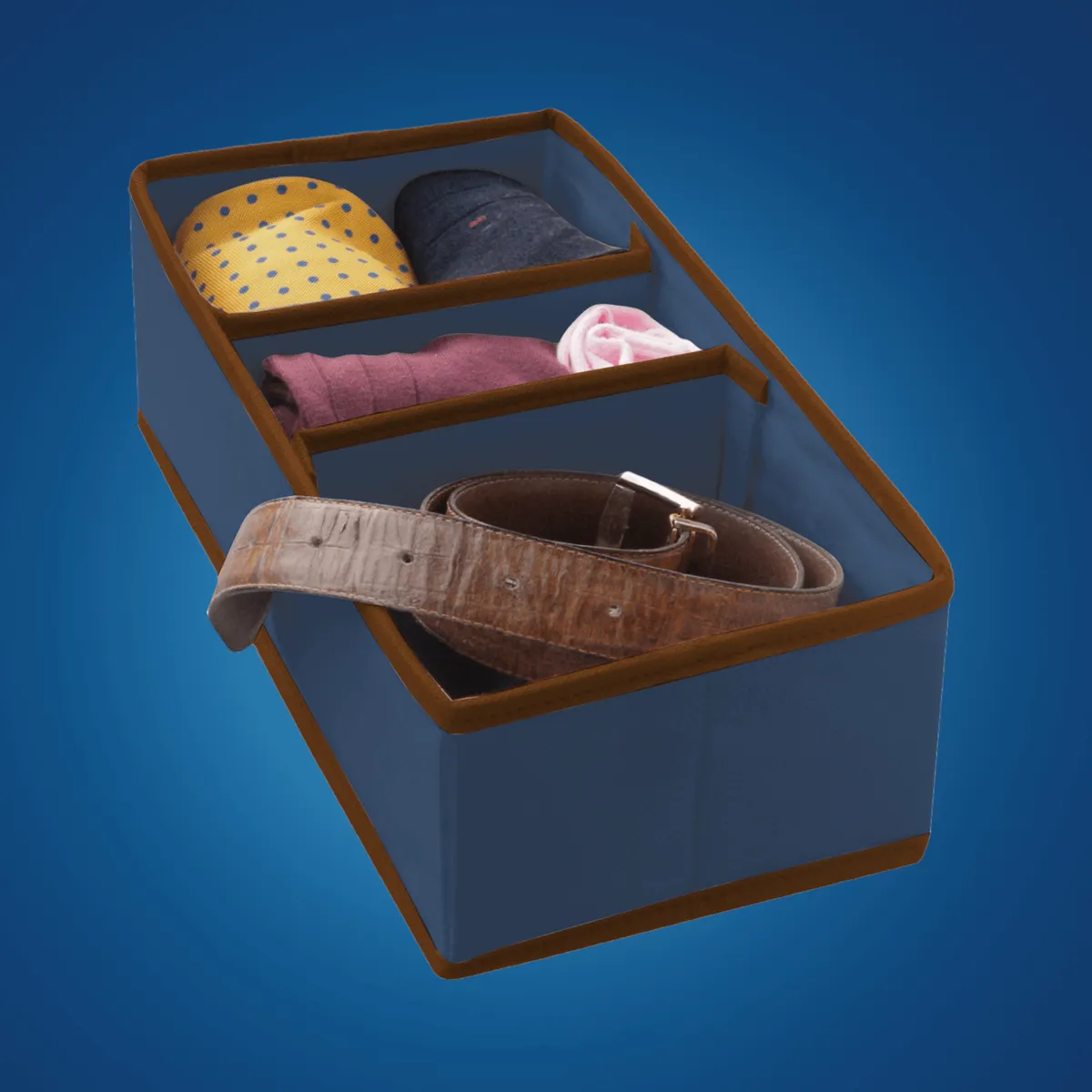 Niebieski organizer do szuflady 3 przegrody 30,5x15,5x10cm, photo 7 of 8