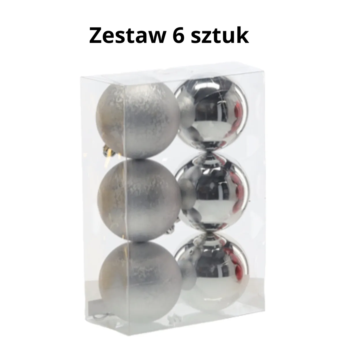 Ekskluzywny zestaw 6 bombek choinkowych 8 CM - srebrny, photo 1 of 8